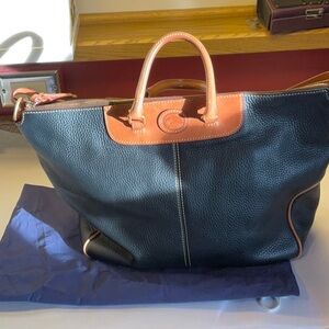 DOONEY & Bourke Black Pebbled Leather Large Satchel Shoulder Bag